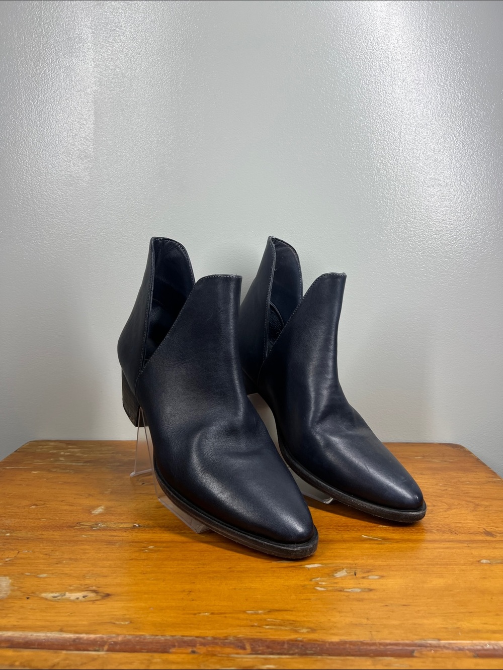 Free People Black Leather Pointed Ankle Booties